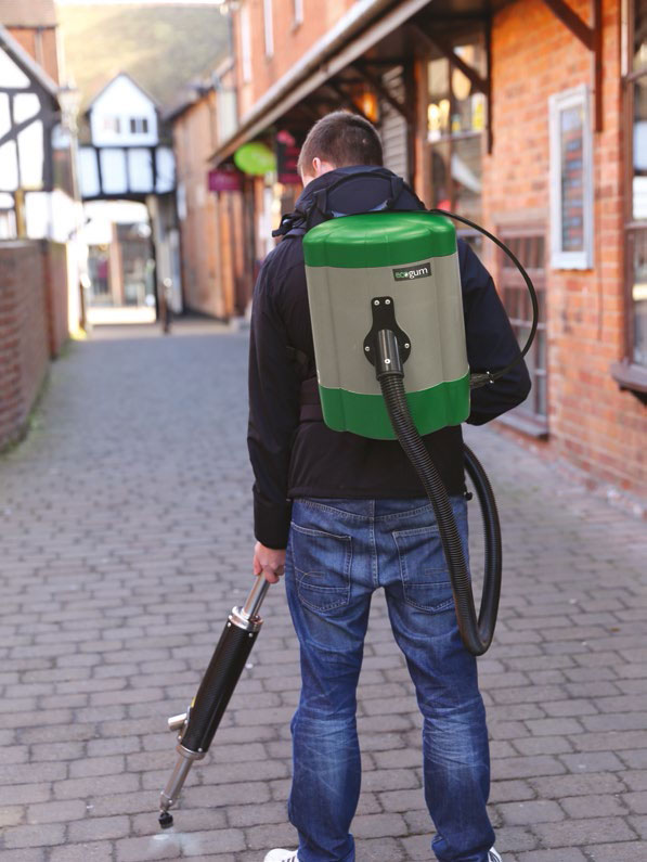 cleaning floor with ecogum chewing gum removal machine